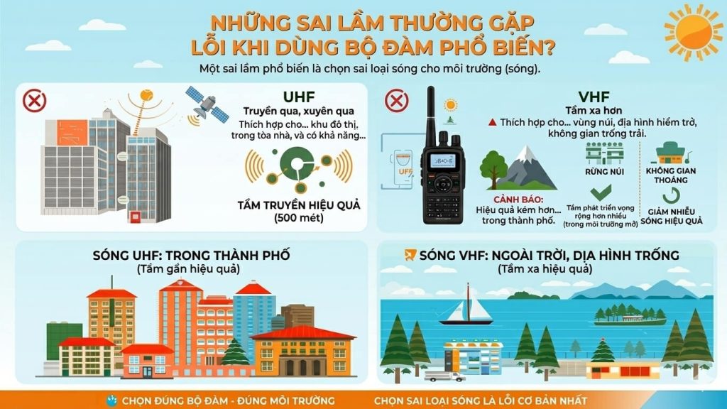 những sai lầm thường gặp lỗi khi dùng bộ đàm