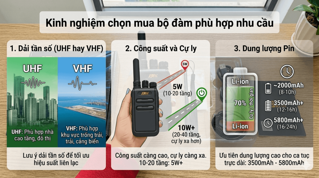kinh nghiệm chọn mua bộ đàm phù hợp nhu cầu